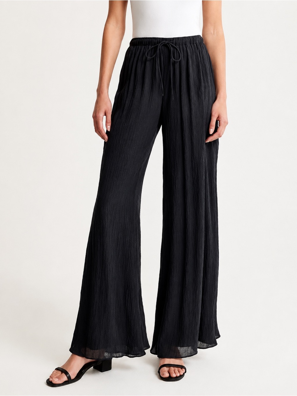 Abercrombie & Fitch Crinkle Wide Leg Beachy Drawstring Pants